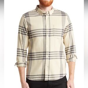 NN07 Sixten Long Sleeve Button Down Windowpane Flannel Shirt, Large,  Modern Fit